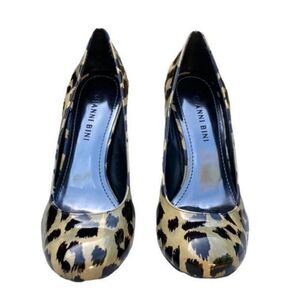 Gianni Bini Olive and Black Animal Print Heels, Size 8.5‎